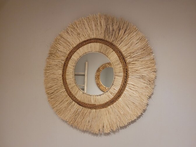 Runder Spiegel 110 cm – Gracio – Abaca-Rahmen