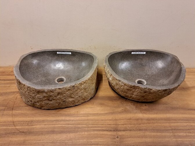 2 Flusssteinwaschbecken - 47x40x15cm - FL22603