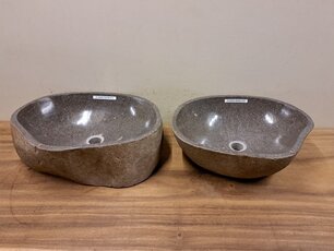 2 Flusssteinwaschbecken - 52x39x15 cm - FL22604