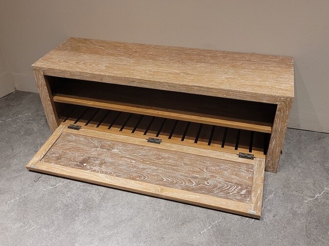 Teak-Schuhschrank 130 cm – White Wash