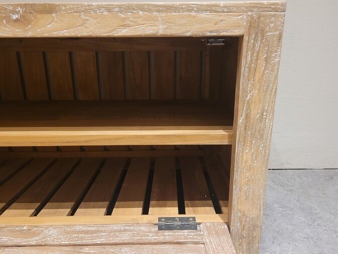 Teak-Schuhschrank 90 cm – White Wash