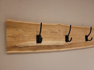 Teak-Wandgarderobe 20 x 80 cm – 3 Haken