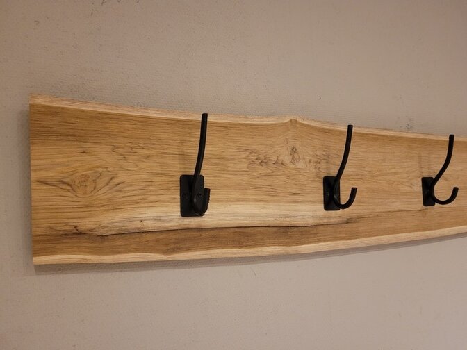 Teak-Wandgarderobe 20 x 80 cm – 3 Haken