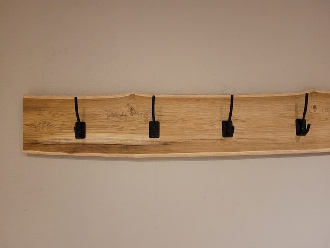 Teak-Wandgarderobe mit 4 Haken 20x100cm
