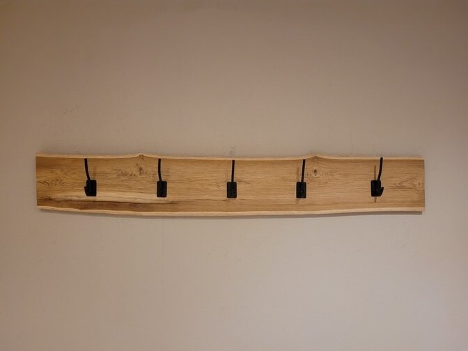 Teak-Wandgarderobe mit 5 Haken 20x120cm
