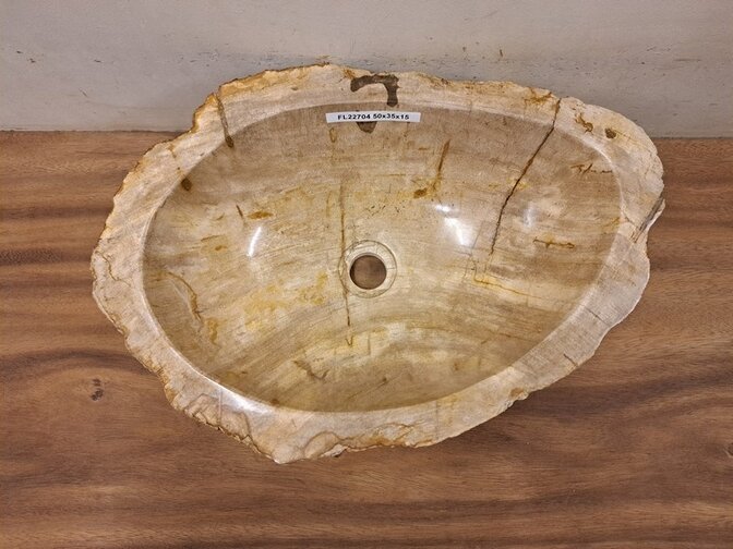 Waschbecken aus versteinertem Holz - 50x35x15 cm - FL22704