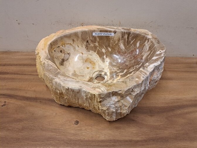 Waschbecken aus versteinertem Holz – 46 x 38 x 15 cm – FL22351