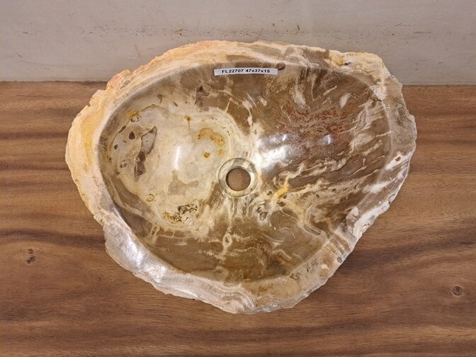 Waschbecken aus versteinertem Holz – 46 x 38 x 15 cm – FL22351