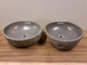 2 Flusssteinwaschbecken - 46x46x15cm - FL22720