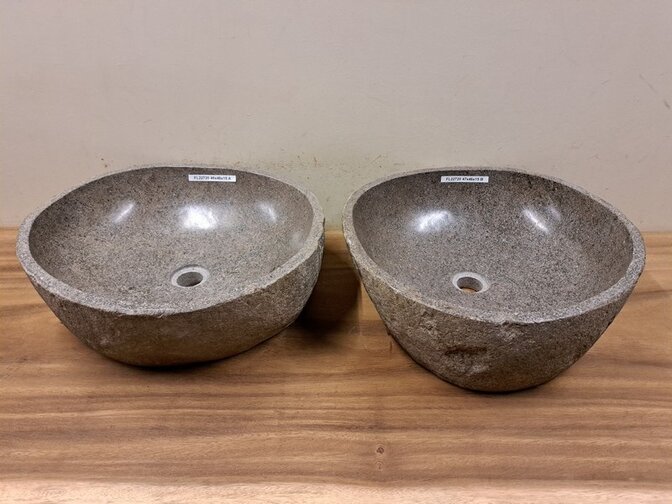 2 Flusssteinwaschbecken - 46x46x15cm - FL22720