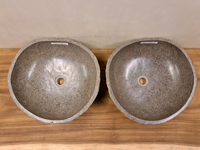 2 Flusssteinwaschbecken - 46x46x15cm - FL22720