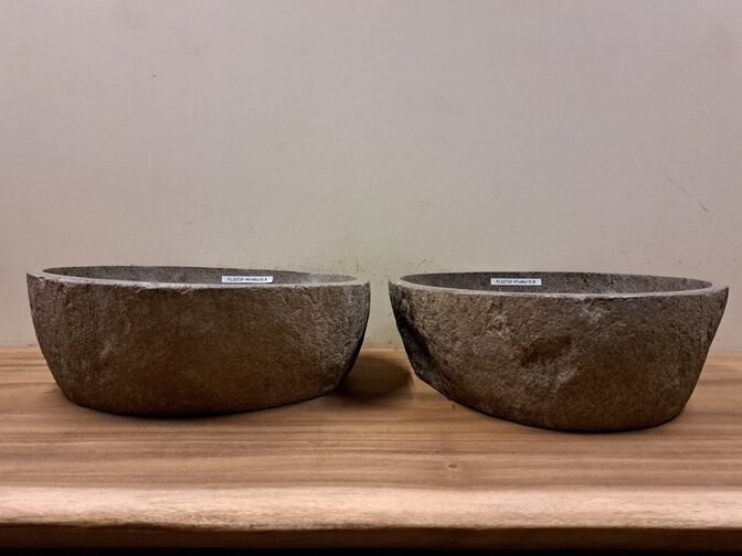 2 Flusssteinwaschbecken - 46x46x15cm - FL22720