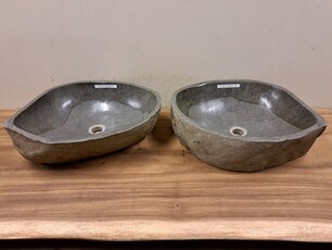 2 Flusssteinwaschbecken - 50x42x15cm - FL22721