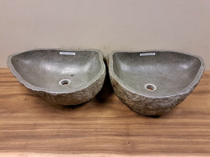 2 Flusssteinwaschbecken – 53 x 42 x 15 cm – FL22727