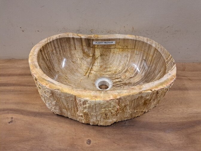 Waschbecken aus versteinertem Holz – 46 x 31 x 15 cm – FL22771