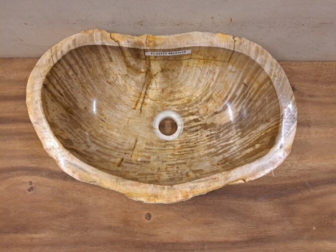 Waschbecken aus versteinertem Holz – 46 x 31 x 15 cm – FL22771