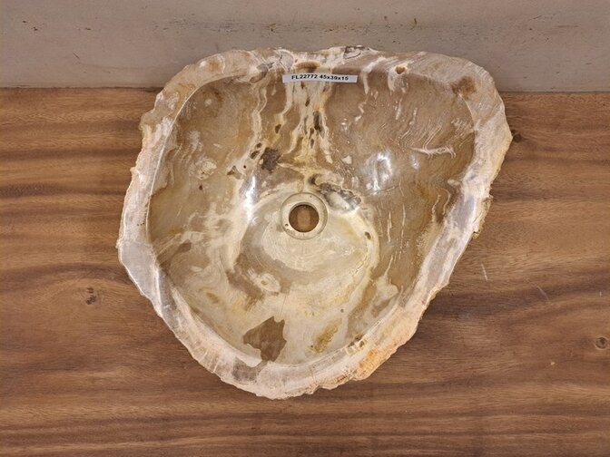 Waschbecken aus versteinertem Holz – 45 x 39 x 15 cm – FL22772