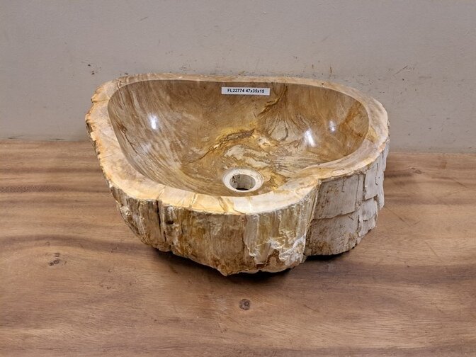 Waschbecken aus versteinertem Holz – 47 x 35 x 15 cm – FL22774
