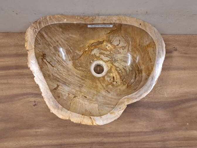 Waschbecken aus versteinertem Holz – 47 x 35 x 15 cm – FL22774