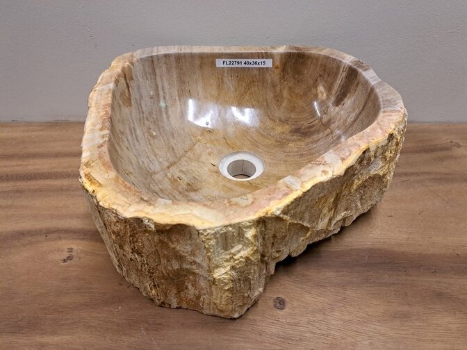 Waschbecken aus versteinertem Holz – 40 x 36 x 15 cm – FL22791