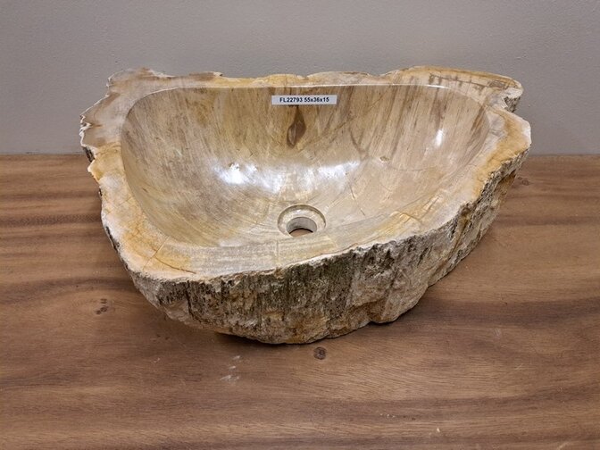 Waschbecken aus versteinertem Holz – 55 x 36 x 15 cm – FL22793