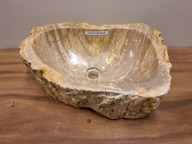 Waschbecken aus versteinertem Holz – 48 x 34 x 15 cm – FL22794