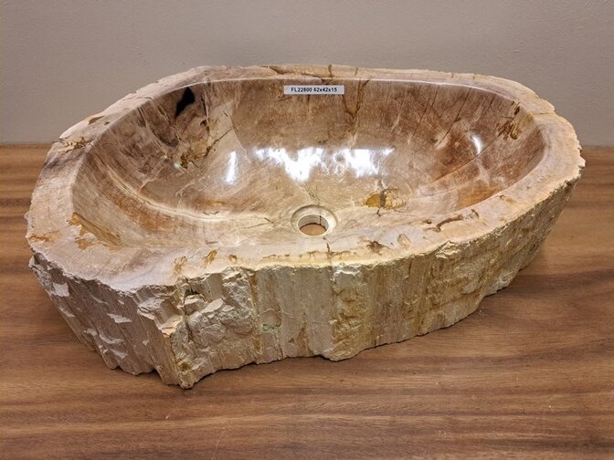 Waschbecken aus versteinertem Holz - 62x42x15cm - FL22800