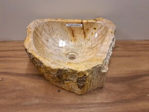 Waschbecken aus versteinertem Holz - 44x38x15cm - FL22802