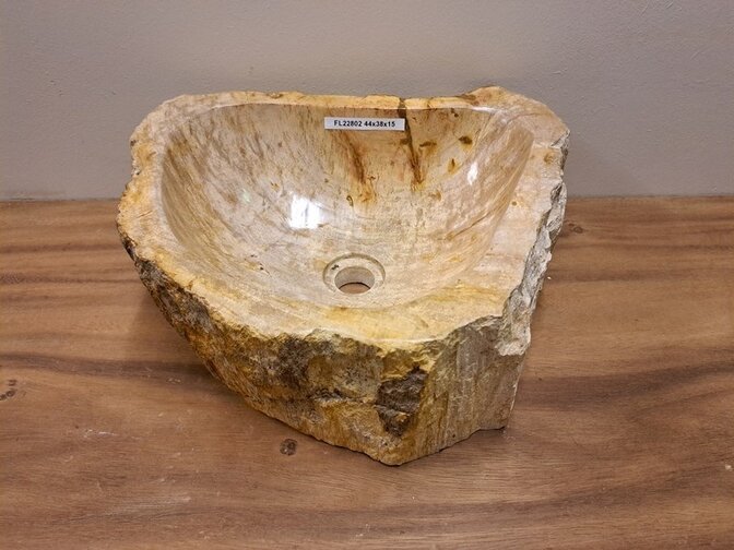 Waschbecken aus versteinertem Holz - 44x38x15cm - FL22802