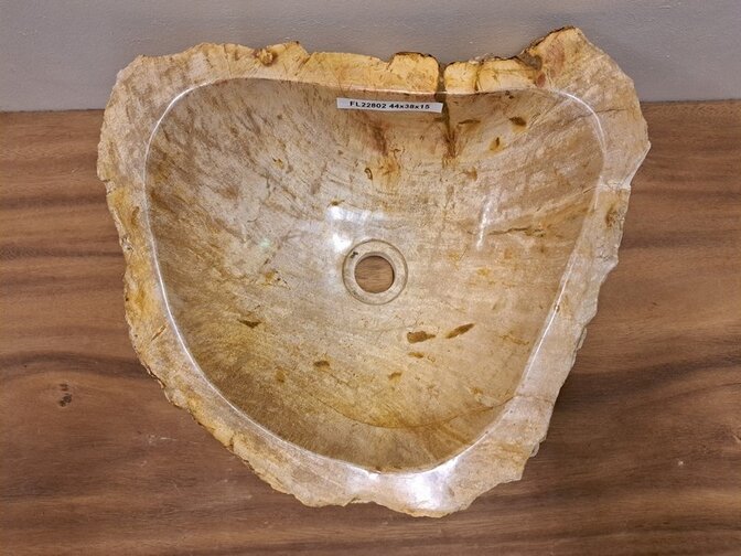Waschbecken aus versteinertem Holz - 44x38x15cm - FL22802