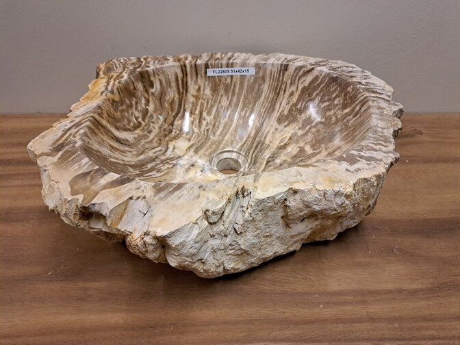Waschbecken aus versteinertem Holz – 51 x 42 x 15 cm – FL22805