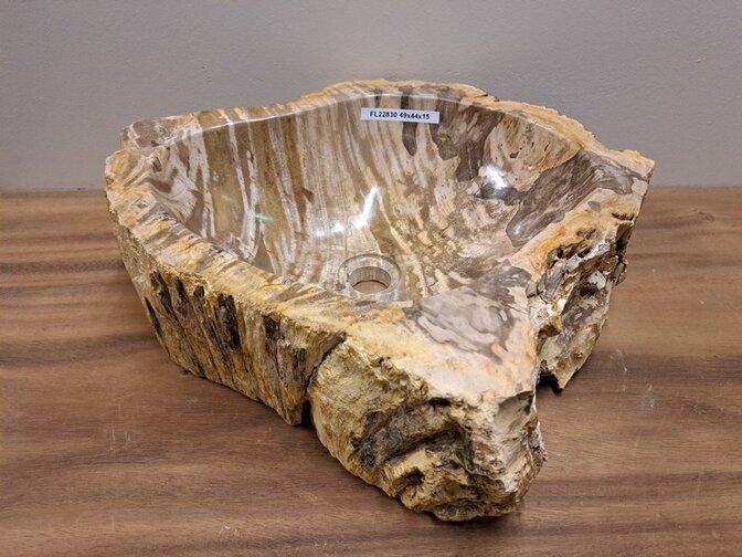 Waschbecken aus versteinertem Holz – 49 x 44 x 15 cm – FL22830