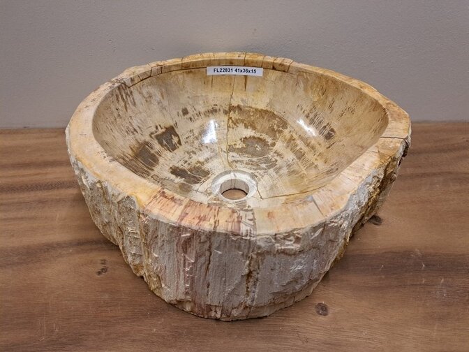 Waschbecken aus versteinertem Holz – 41 x 36 x 15 cm – FL22831