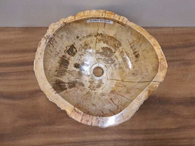 Waschbecken aus versteinertem Holz – 41 x 36 x 15 cm – FL22831