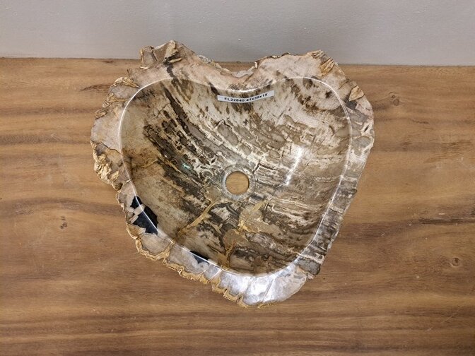 Waschbecken aus versteinertem Holz – 41 x 39 x 15 cm – FL22840