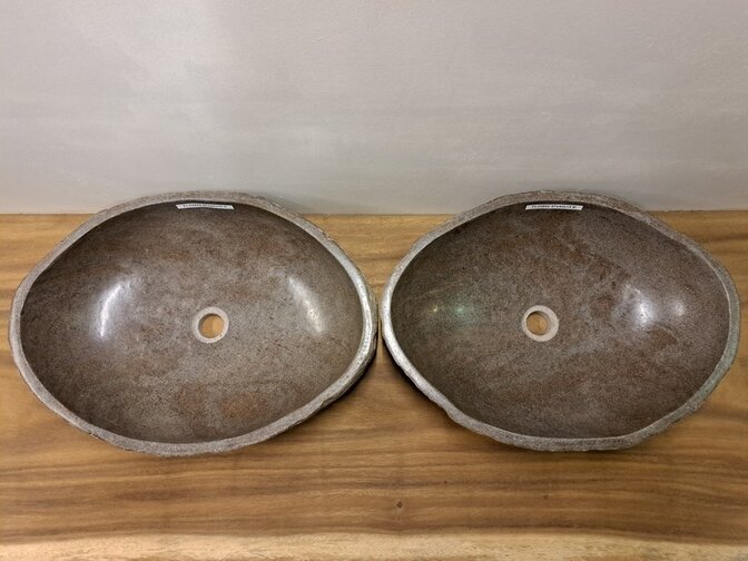 2 Flusssteinwaschbecken – 57x42x15 cm – FL22852