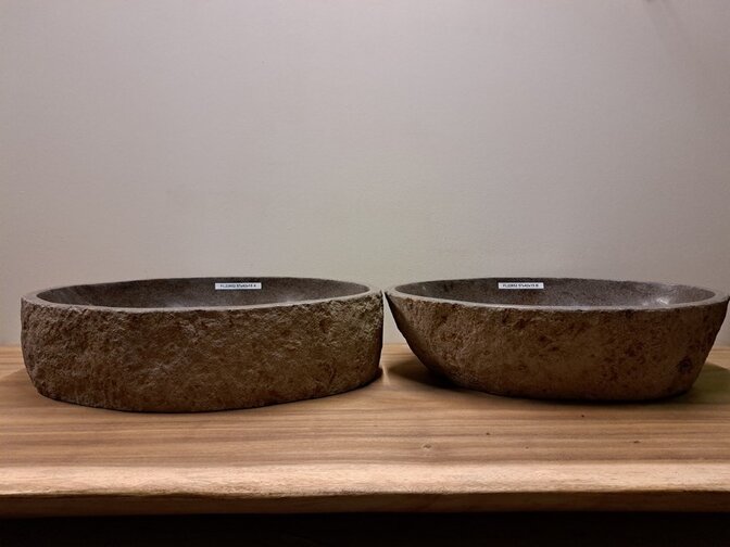 2 Flusssteinwaschbecken – 57x42x15 cm – FL22852