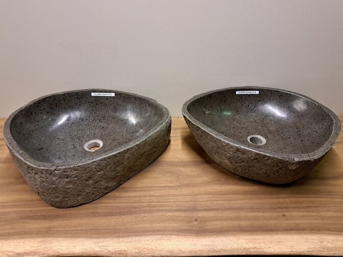 2 Flusssteinwaschbecken – 55x47x15 cm – FL22855