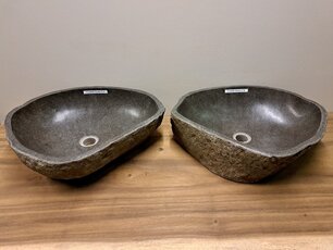 2 Flusssteinwaschbecken – 53x44x15 cm – FL22856