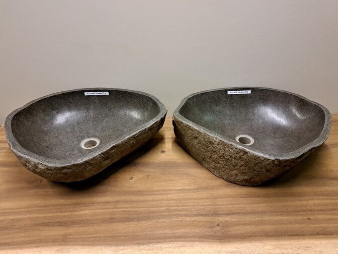 2 Flusssteinwaschbecken – 53x44x15 cm – FL22856
