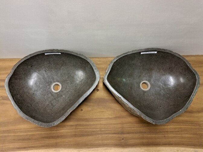 2 Flusssteinwaschbecken – 53x44x15 cm – FL22856