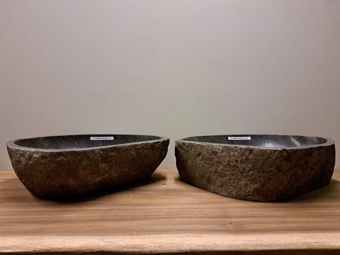 2 Flusssteinwaschbecken – 53x44x15 cm – FL22856
