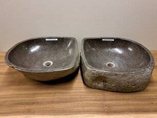 2 Flusssteinwaschbecken - 46x43x15cm - FL22863