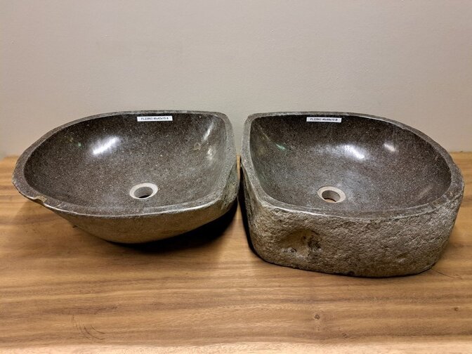 2 Flusssteinwaschbecken - 46x43x15cm - FL22863