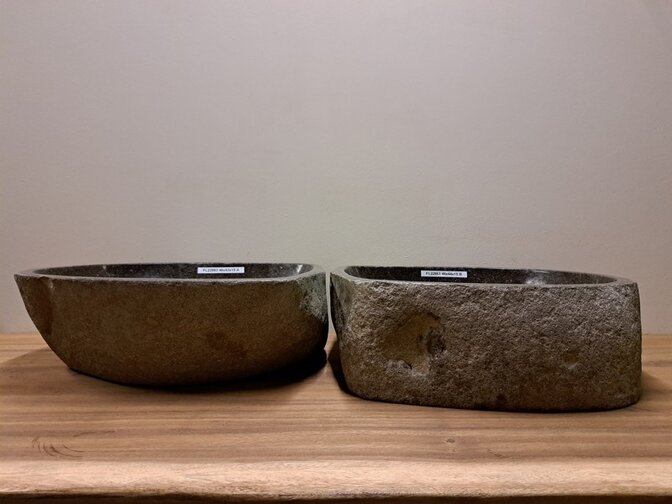 2 Flusssteinwaschbecken - 46x43x15cm - FL22863