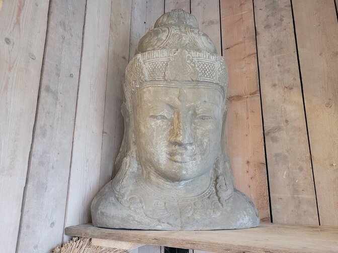 Buddha-Kopf – 110 cm – Hellgrau – BB2499-06.2