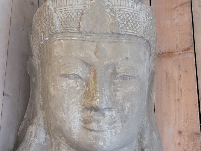 Buddha-Kopf – 110 cm – Hellgrau – BB2499-06.2