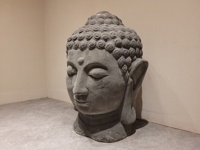 Buddha-Kopf – 110 cm – grau