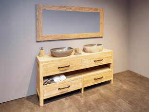 Badmöbel-Set aus Holz 180 cm – White Wash