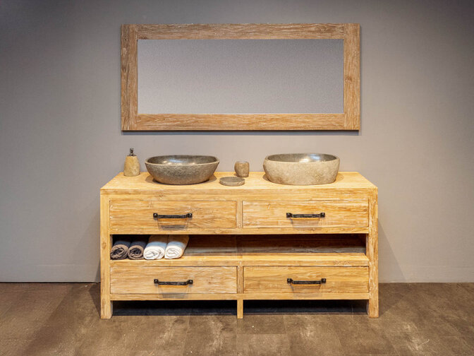 Badmöbel-Set aus Holz 180 cm – White Wash